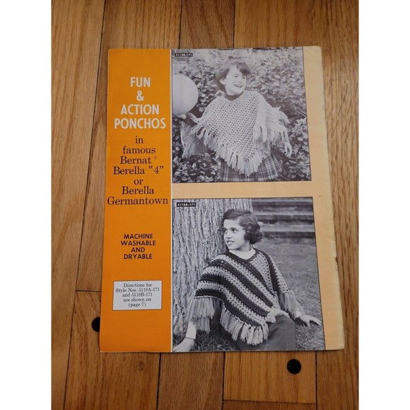 PONCHO PUNCH CRAFT INSTRUCTION BOOK BY BERNAT BOOKLET NO. 171 VINTAGE - Picture 2 of 3